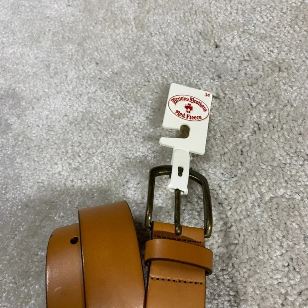 Brooks Brothers Leather Belt Mens 34 Tan Leather Belt Made Italy